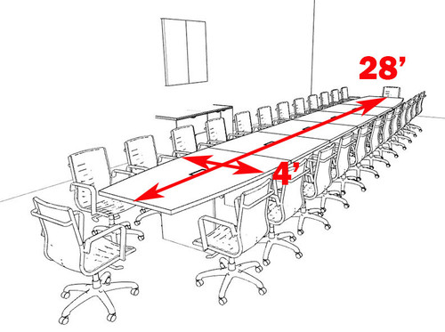 Modern Boat Shapedd 28' Feet Conference Table, #OF-CON-C104