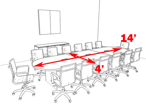 Modern Racetrack 14' Feet Conference Table, #OF-CON-C12