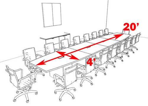 Modern Boat Shapedd 20' Feet Conference Table, #OF-CON-C84