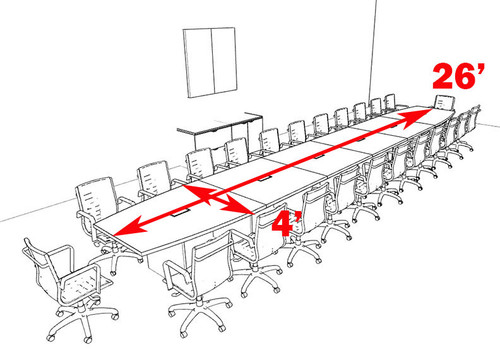 Modern Boat Shapedd 26' Feet Conference Table, #OF-CON-C98