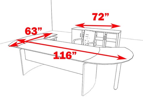 4pc Modern Contemporary L Shaped Executive Office Desk Set, #MT-MED-O11