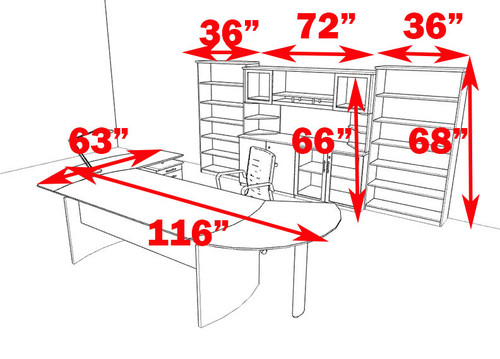 7pc Modern Contemporary L Shaped Executive Office Desk Set, #MT-MED-O21