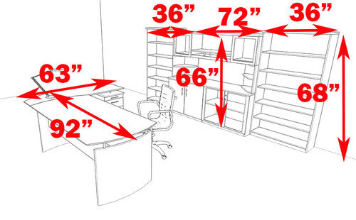 6pc Modern Contemporary L Shaped Executive Office Desk Set, #MT-MED-O37