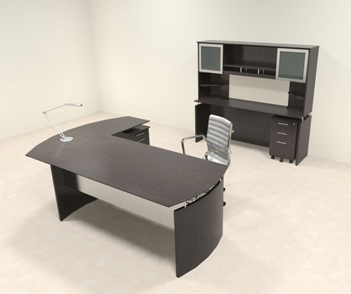 5pc Modern Contemporary L Shaped Executive Office Desk Set, #MT-MED-O42