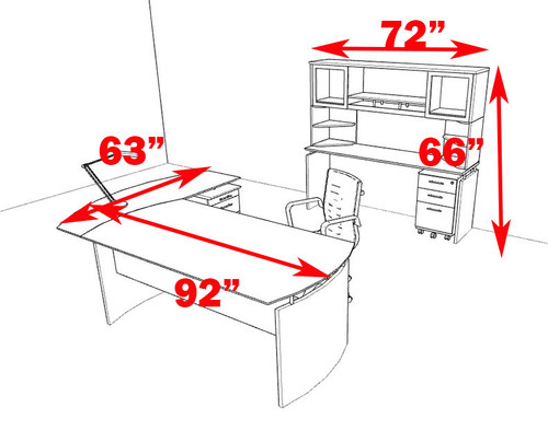5pc Modern Contemporary L Shaped Executive Office Desk Set, #MT-MED-O42