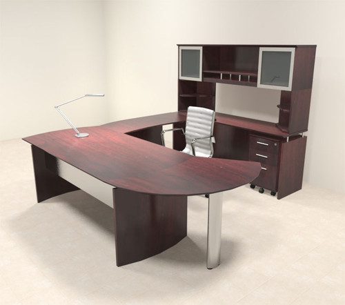 6pc Modern Contemporary U Shaped Executive Office Desk Set, #MT-MED-U14