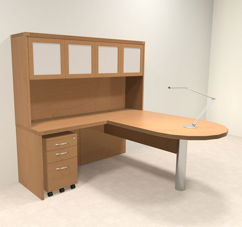 4pc Modern Contemporary L Shaped Executive Office Desk Set, #RO-ABD-L10