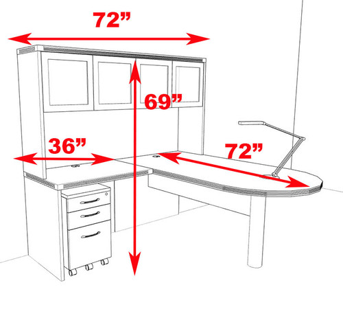 4pc Modern Contemporary L Shaped Executive Office Desk Set, #RO-ABD-L12