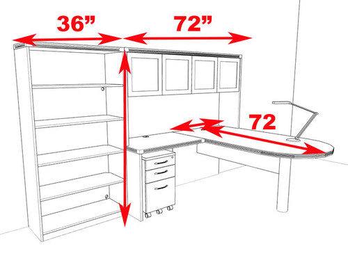 5pc Modern Contemporary L Shaped Executive Office Desk Set, #RO-ABD-L15