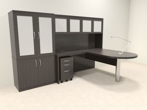 6pc Modern Contemporary L Shaped Executive Office Desk Set, #RO-ABD-L24