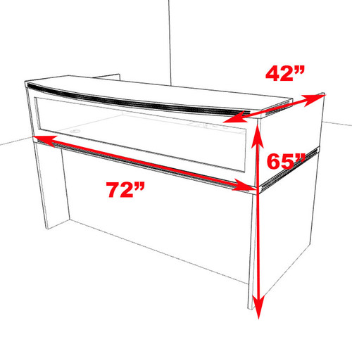 2pc Modern Contemporary Glass Reception Desk Set, #RO-ABD-R1