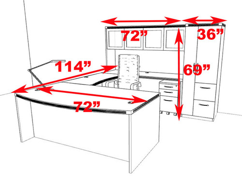 6pc Modern Contemporary U Shaped Executive Office Desk Set, #RO-ABD-U11