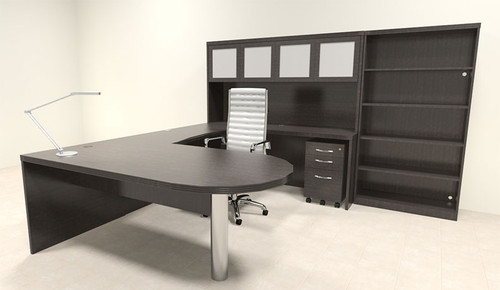 6pc Modern Contemporary U Shaped Executive Office Desk Set, #RO-ABD-U24