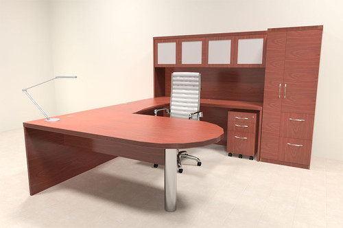 6pc Modern Contemporary U Shaped Executive Office Desk Set, #RO-ABD-U26