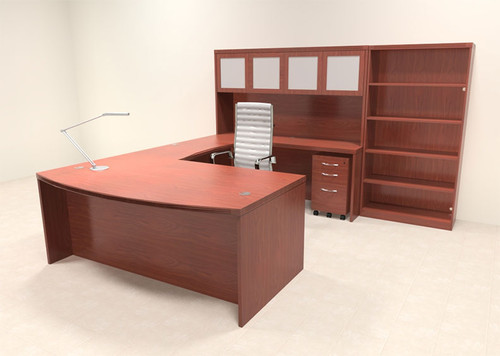 6pc Modern Contemporary U Shaped Executive Office Desk Set, #RO-ABD-U8
