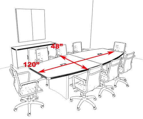 Modern Contemporary Boat Shaped 10' Feet Conference Table, #RO-ABD-C8