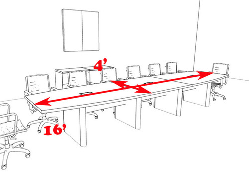 Modern Boat Shaped 16' Feet Conference Table, #OF-CON-CP17