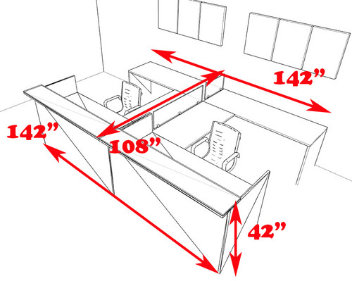 8pc 12' Feet U Shaped Glass Counter Divider Reception Desk Set, #CH-AMB-R17