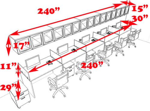 Five Person Modern Divider Office Workstation Desk Set, #CH-AMB-SP118