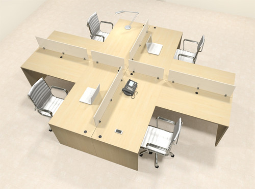Four Persons L Shaped Office Divider Workstation Desk Set, #CH-AMB-FP45