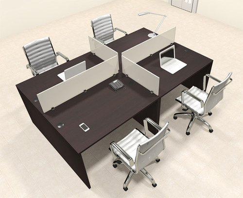 Four Persons Modern Office Divider Workstation Desk Set, #CH-AMB-FP17