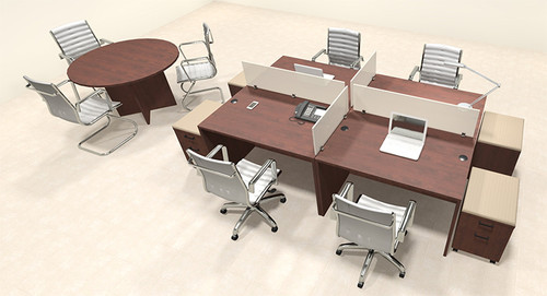 Four Persons Modern Office Divider Workstation Desk Set, #CH-AMB-FP26