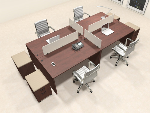 Four Persons Modern Office Divider Workstation Desk Set, #CH-AMB-FP36