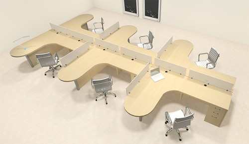 Six Person L Shaped Modern Divider Office Workstation Desk Set, #CH-AMB-SP15