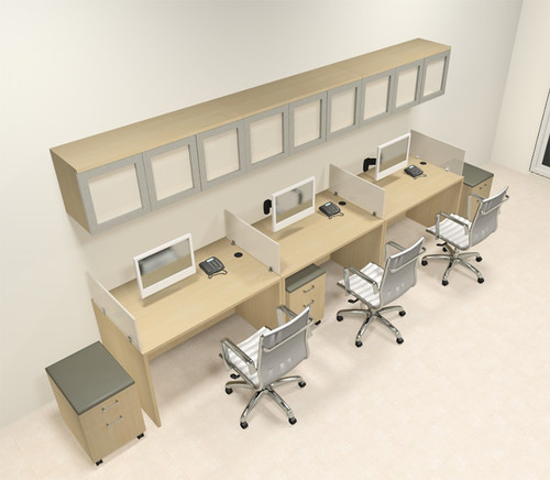 Three Person Modern Divider Office Workstation Desk Set, #CH-AMB-SP110