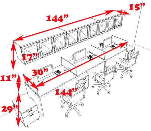 Three Person Modern Divider Office Workstation Desk Set, #CH-AMB-SP110