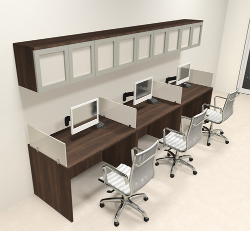 Three Person Modern Divider Office Workstation Desk Set, #CH-AMB-SP89