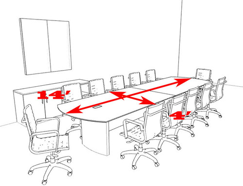 Modern Contemporary 14' Feet Conference Table, #MT-MED-C18