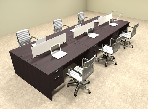 Six Person Modern Divider Office Workstation Desk Set, #OT-SUL-FP23