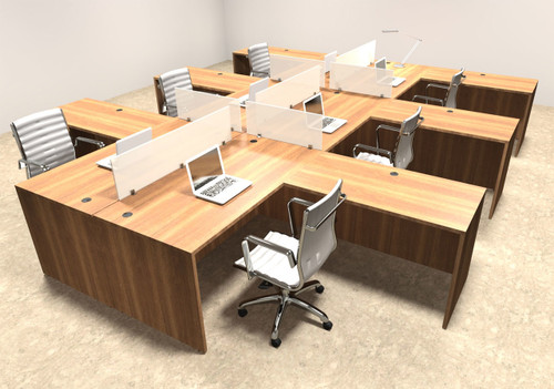 Six Person L Shaped Divider Office Workstation Desk Set, #OT-SUL-FP33