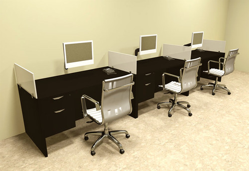 Three Person Divider Modern Office Workstation Desk Set, #OT-SUL-SP28