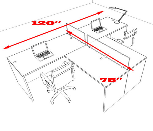 Two Person L Shaped Divider Office Workstation Desk Set, #OT-SUL-SP43
