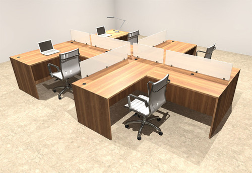 Four Person L Shaped Divider Office Workstation Desk Set, #OT-SUL-SP45