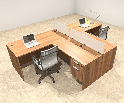 Two Person L Shaped Divider Office Workstation Desk Set, #OT-SUL-SP53
