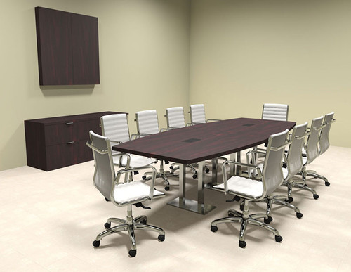 Modern Boat Shaped Steel Leg 10' Feet Conference Table, #OF-CON-CM21
