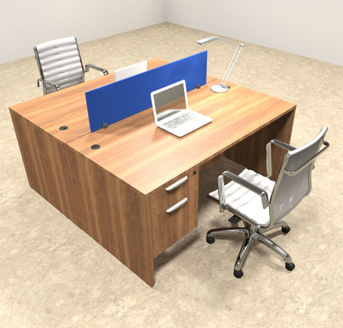 Two Person Modern Blue Divider Office Workstation Desk Set, #OT-SUL-FPB13