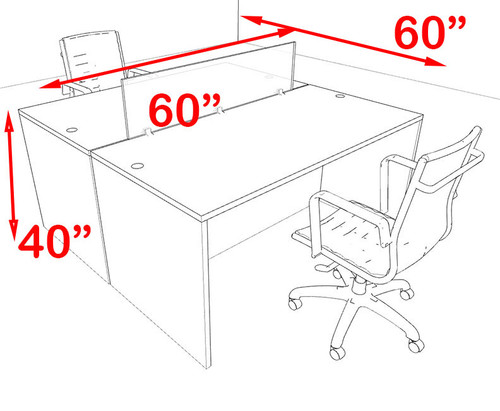 Two Person Modern Blue Divider Office Workstation Desk Set, #OT-SUL-FPB2