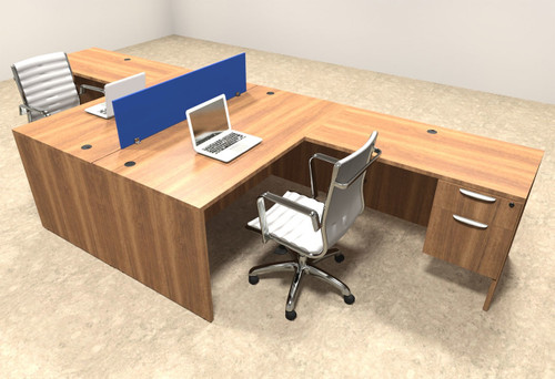Two Person Blue Divider Office Workstation Desk Set, #OT-SUL-FPB37