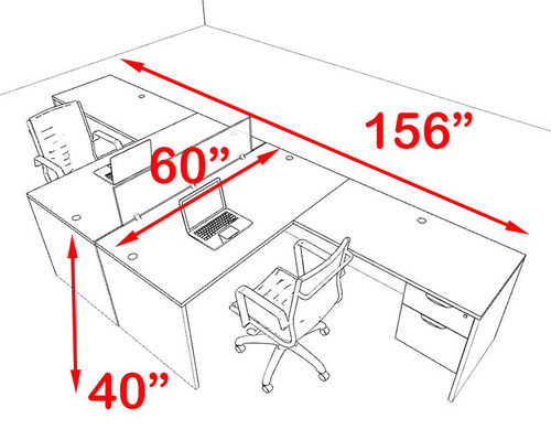 Two Person Blue Divider Office Workstation Desk Set, #OT-SUL-FPB39