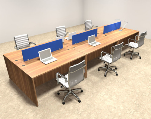 Six Person Modern Blue Divider Office Workstation Desk Set, #OT-SUL-FPB9