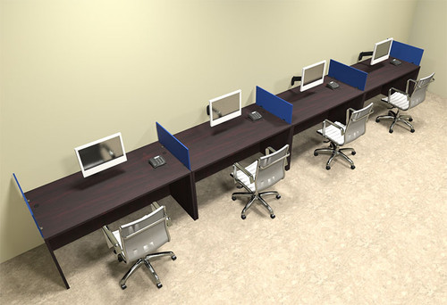 Four Person Blue Divider Office Workstation Desk Set, #OT-SUL-SPB11