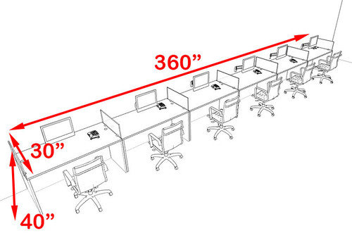 Six Person Blue Divider Office Workstation Desk Set, #OT-SUL-SPB20