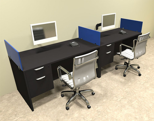 Two Person Blue Divider Office Workstation Desk Set, #OT-SUL-SPB24
