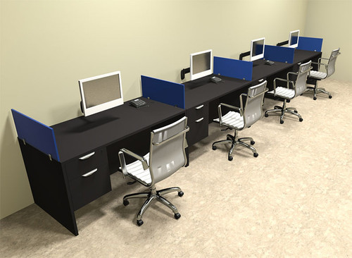 Four Person Blue Divider Office Workstation Desk Set, #OT-SUL-SPB32