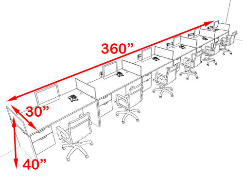 Six Person Blue Divider Office Workstation Desk Set, #OT-SUL-SPB37