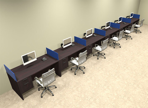 Six Person Blue Divider Office Workstation Desk Set, #OT-SUL-SPB39